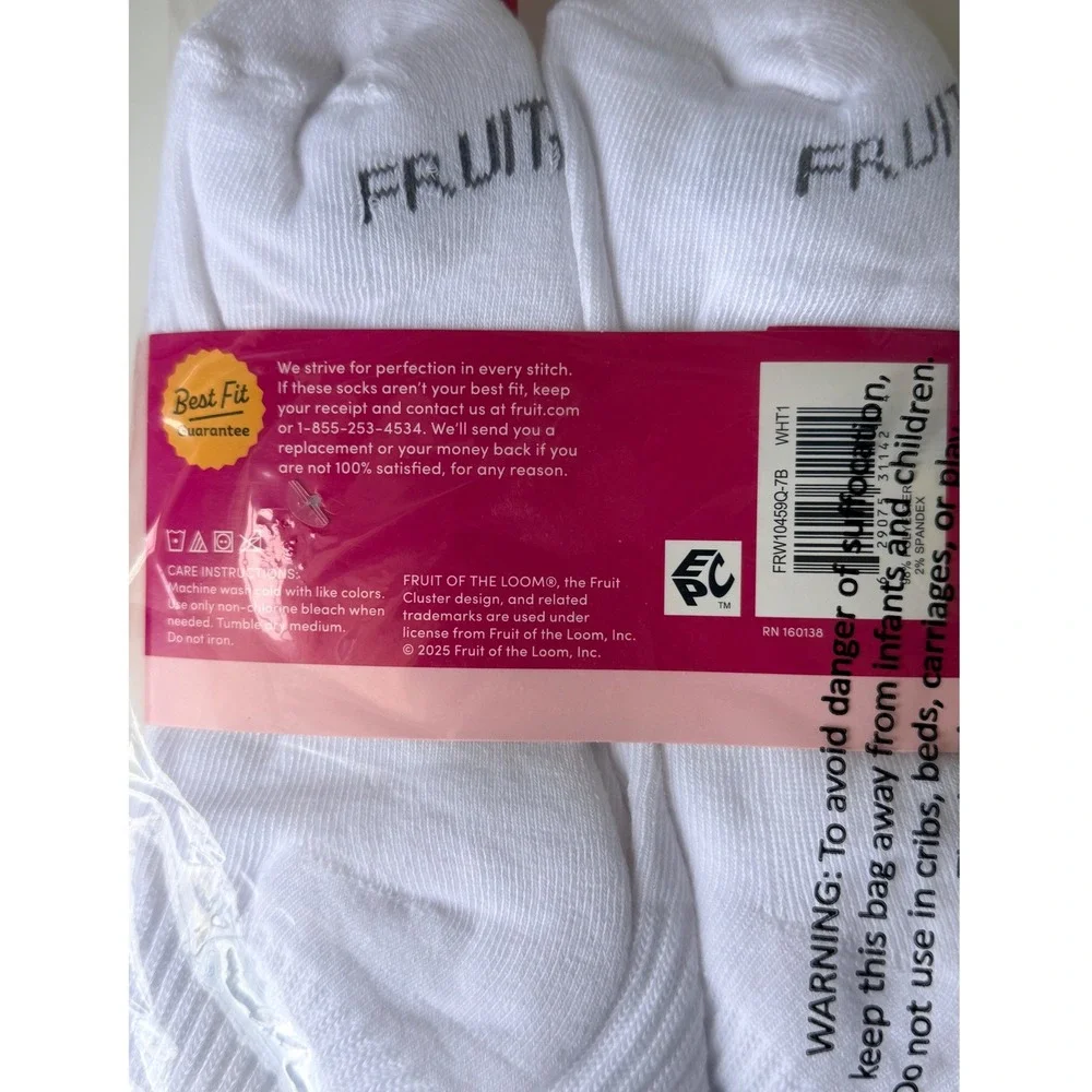 Fruit of the Loom Womens Ankle Socks White 14‎ Pair 2x 6+1 Cushioned NEW